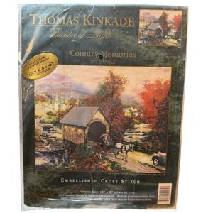Thomas Kinkade Country Memories Cross Stitch Kit Candamar 50962 New Autumn Scene